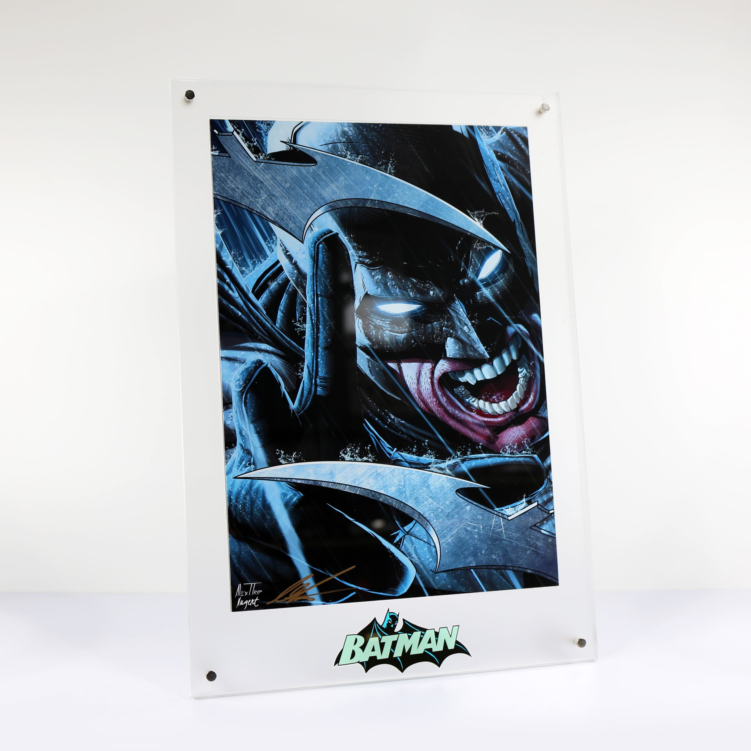 Batman Signed Alex Trip Art Print Acrylic Display Stand.