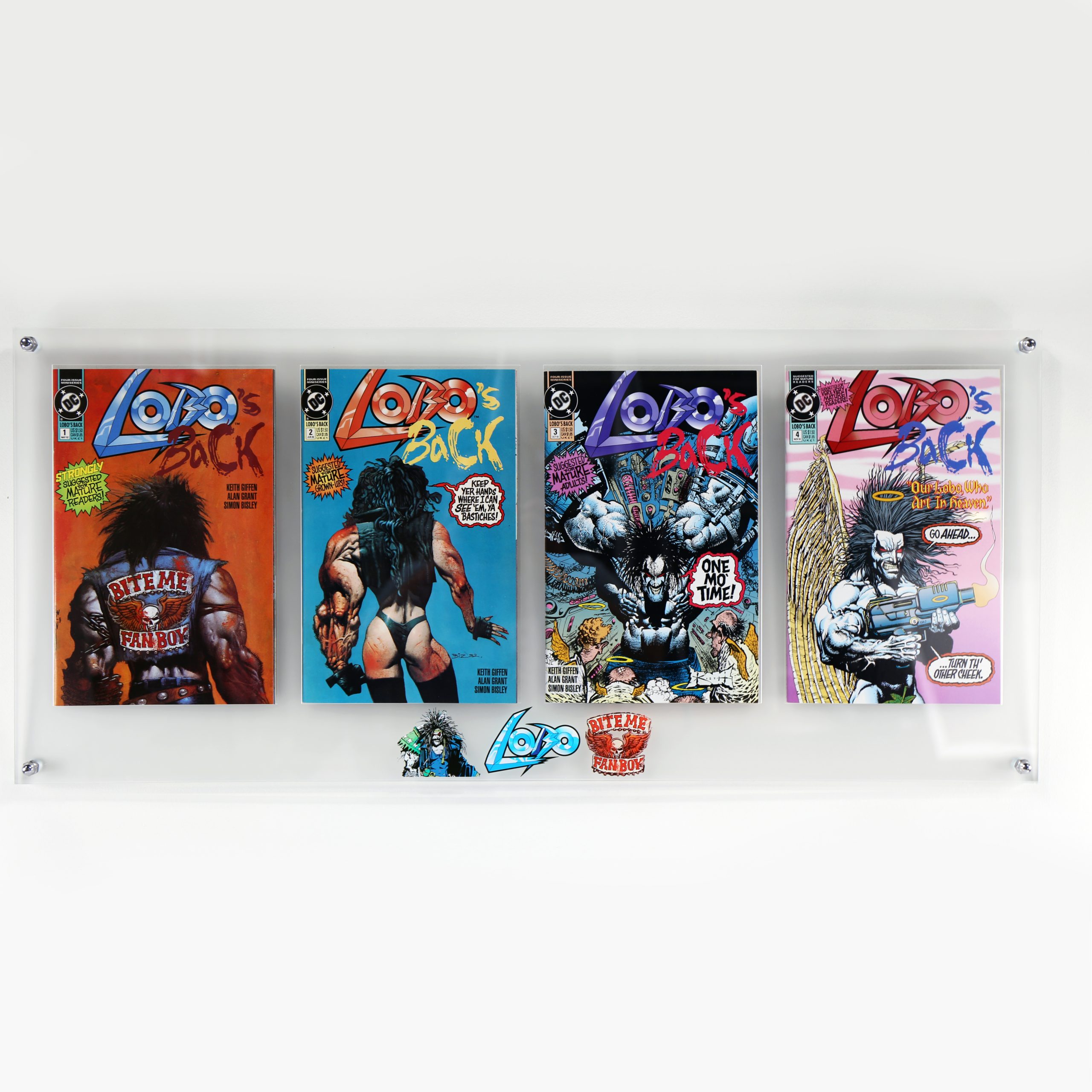 Lobo Acrylic Wall Mounted Quad Comic Display.