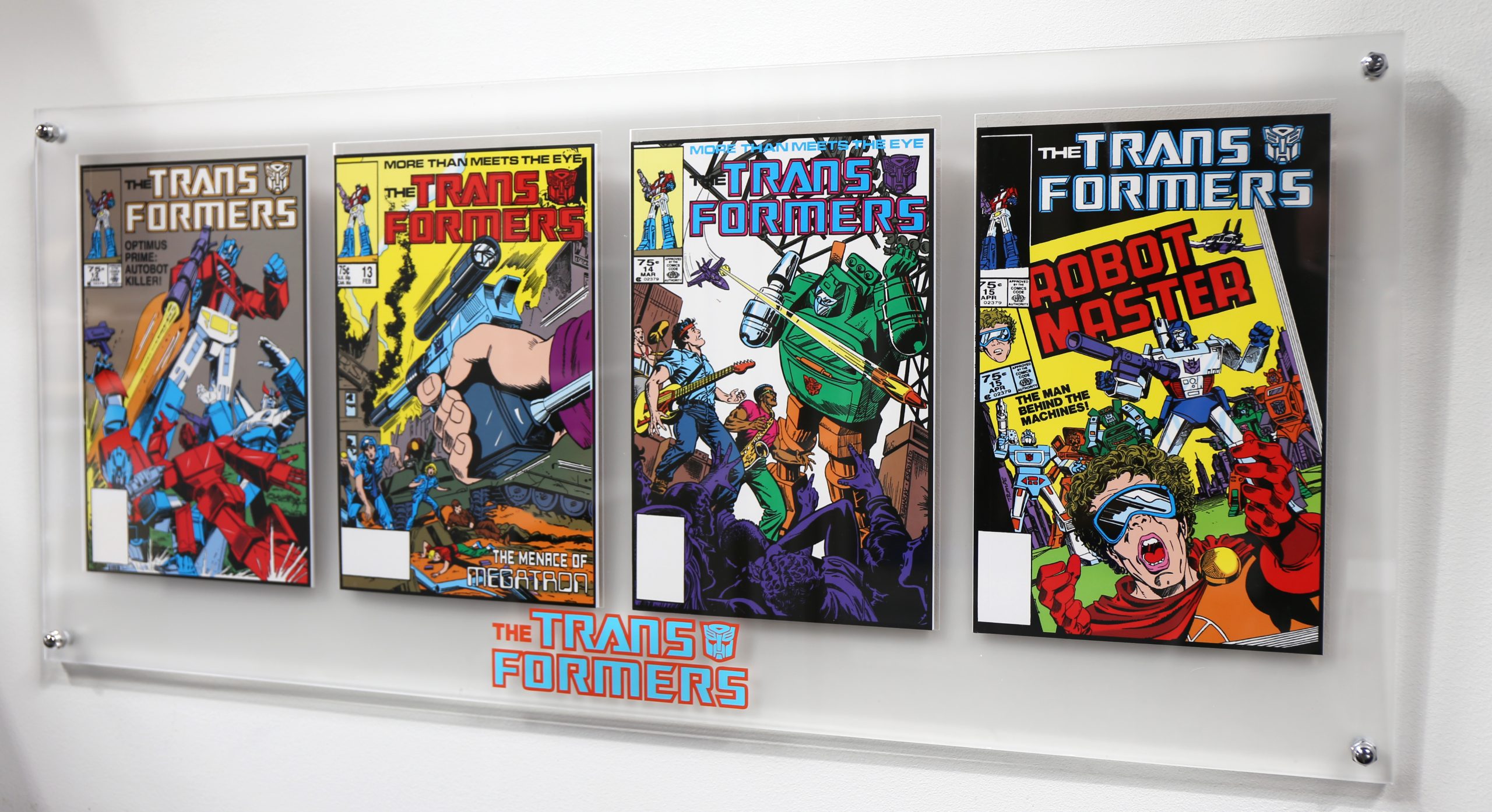 Transformers Acrylic Wall Mounted Quad Comic Display.