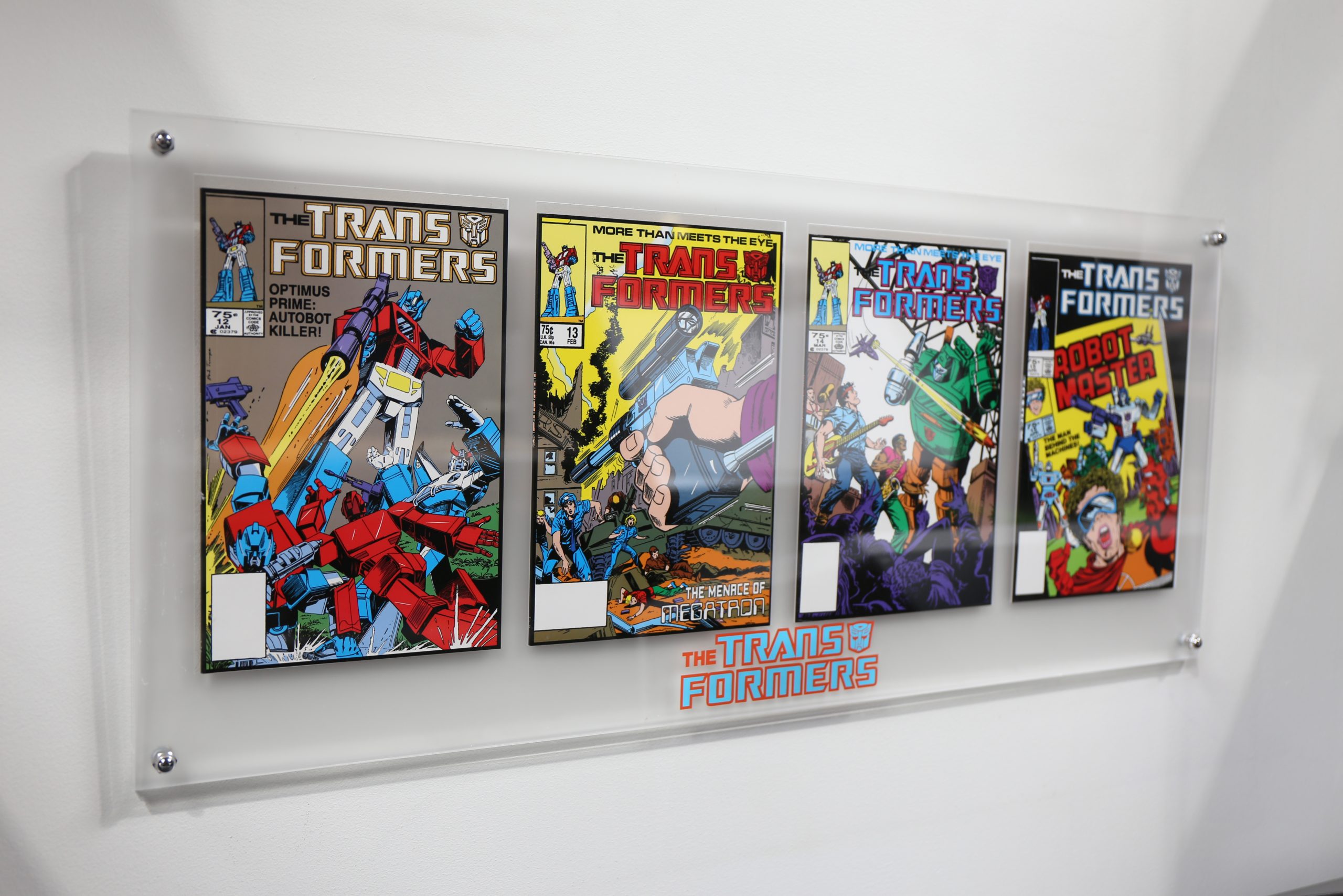 Transformers Acrylic Wall Mounted Quad Comic Display.