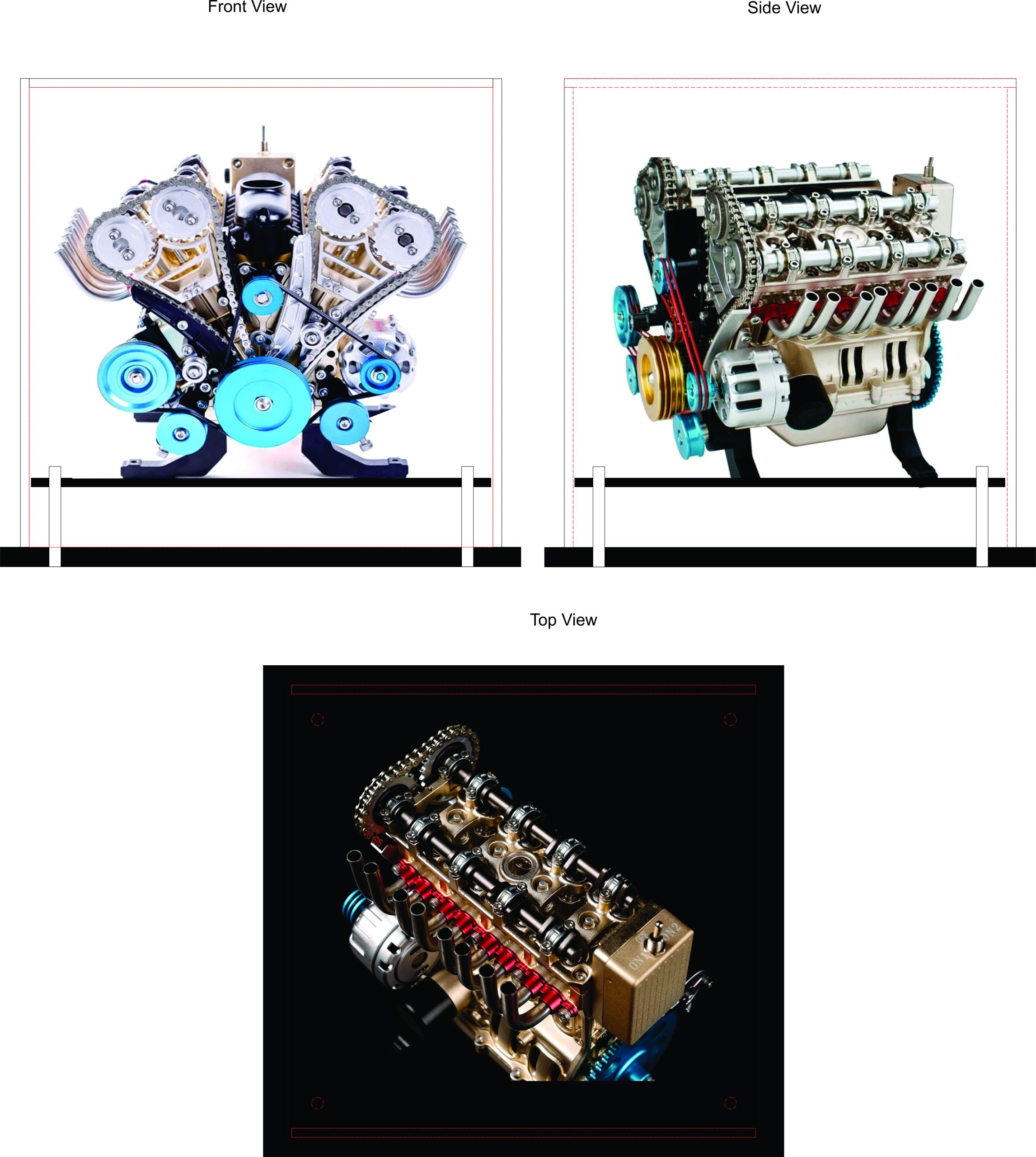 Custom Display Case For V8 Engine *Model Not Included